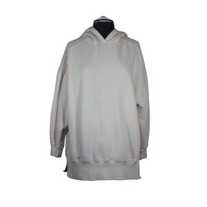 MNG Mango women's‎ off white hooded fleece pullover sweatshirt M